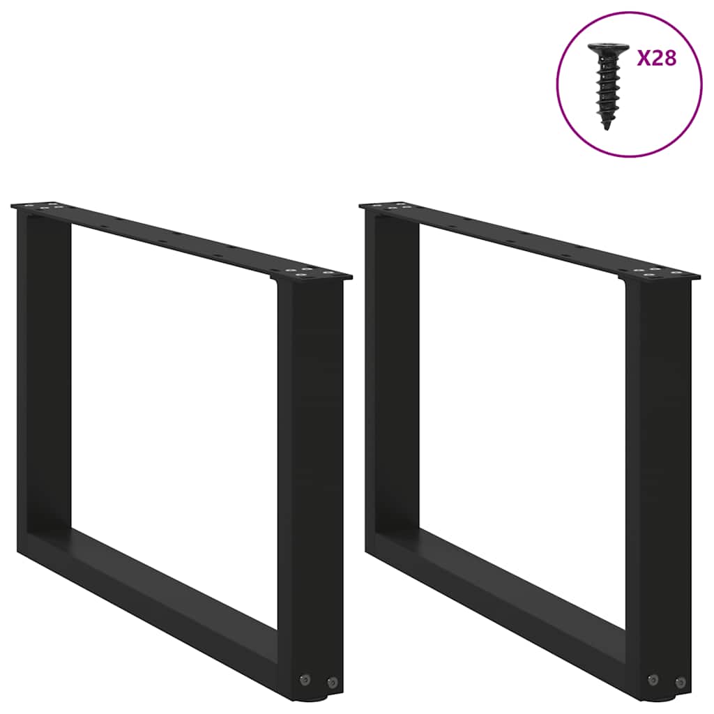 vidaXL Patas para mesa de centro en forma de U (2 unidades), color negro, 70 x (42-43) cm, acero - Image 3
