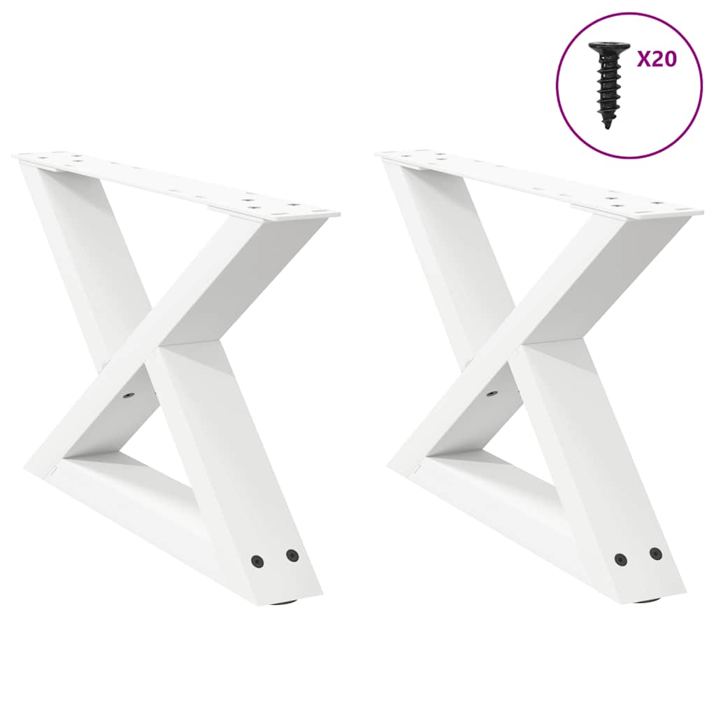 vidaXL Patas para mesa de centro (2 unidades), color blanco, 60 x (30-31,3) cm, acero