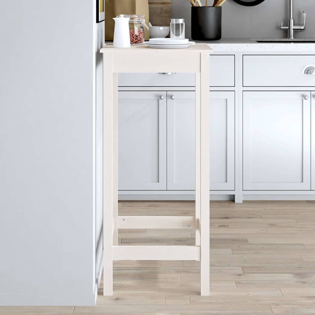 vidaXL Mesa alta de bar madera maciza de pino blanco 50x50x110 cm