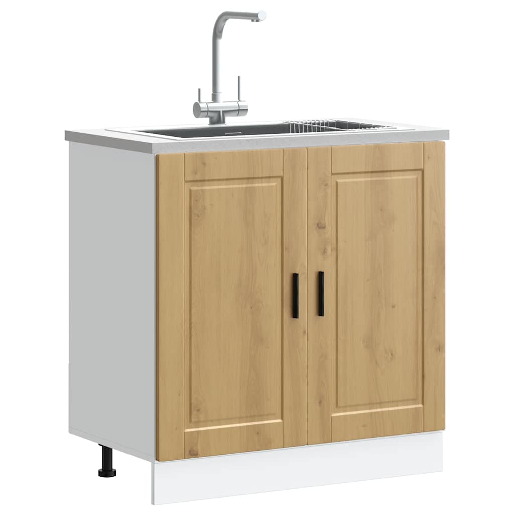vidaXL Mueble bajo fregadero Porto roble artesanal madera diseñada