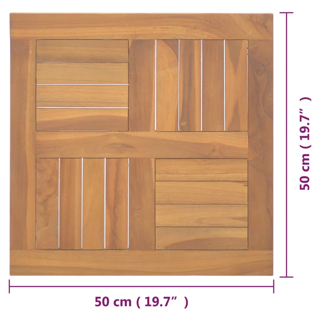 vidaXL Tablero de mesa cuadrado madera maciza de teca 50x50x2,5 cm - Image 6
