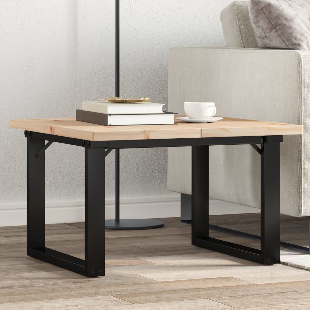 vidaXL Mesa de centro marco O madera maciza pino y acero 60x60x40,5 cm
