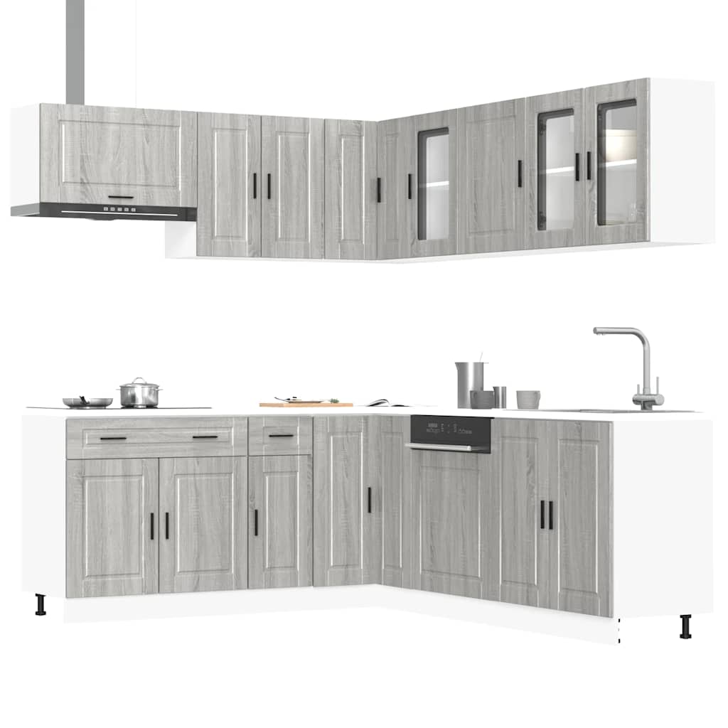 vidaXL Mueble cocina Porto sonoma gris 11 pzas madera contrachapada