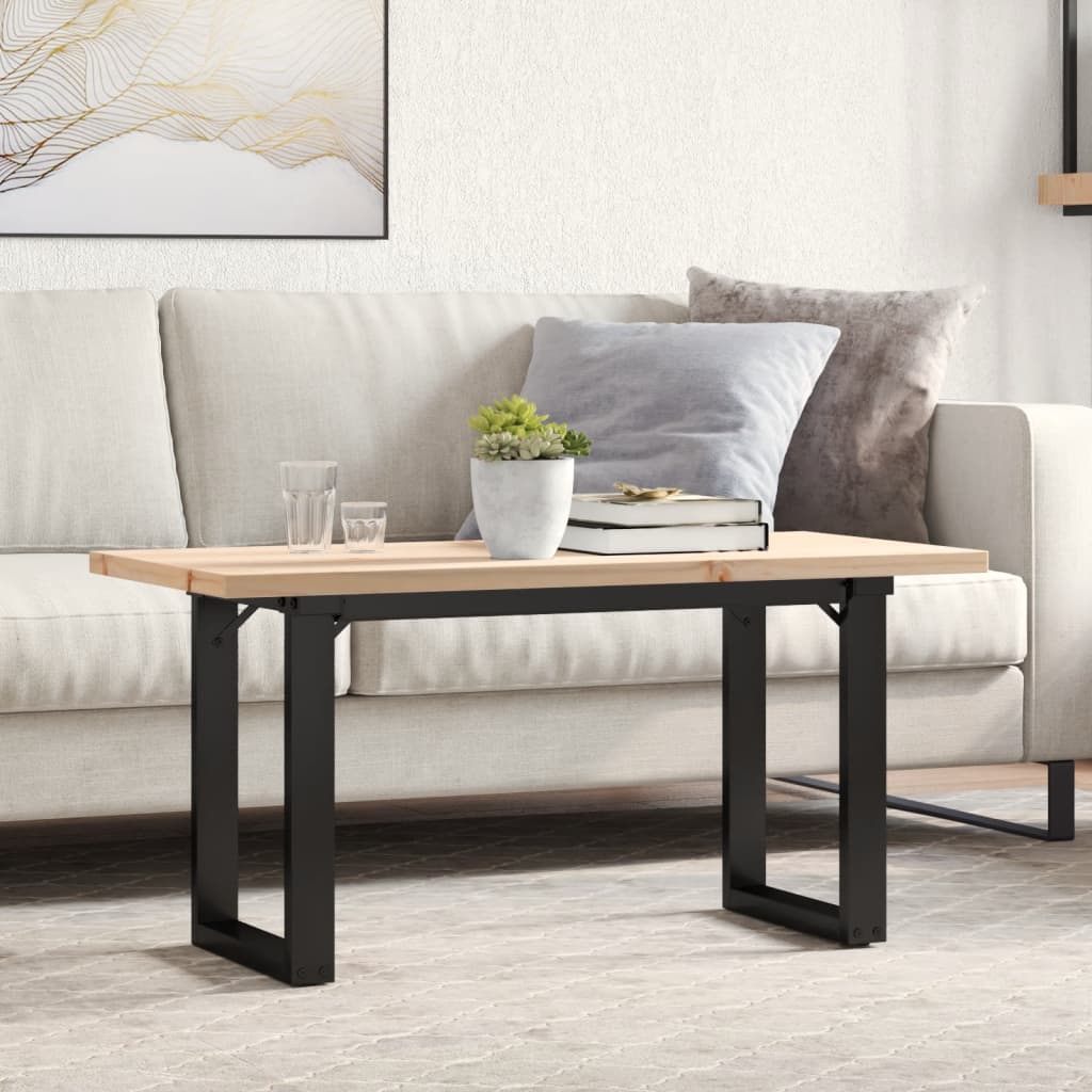 vidaXL Mesa de centro marco O madera maciza pino y acero 90x40x45,5 cm