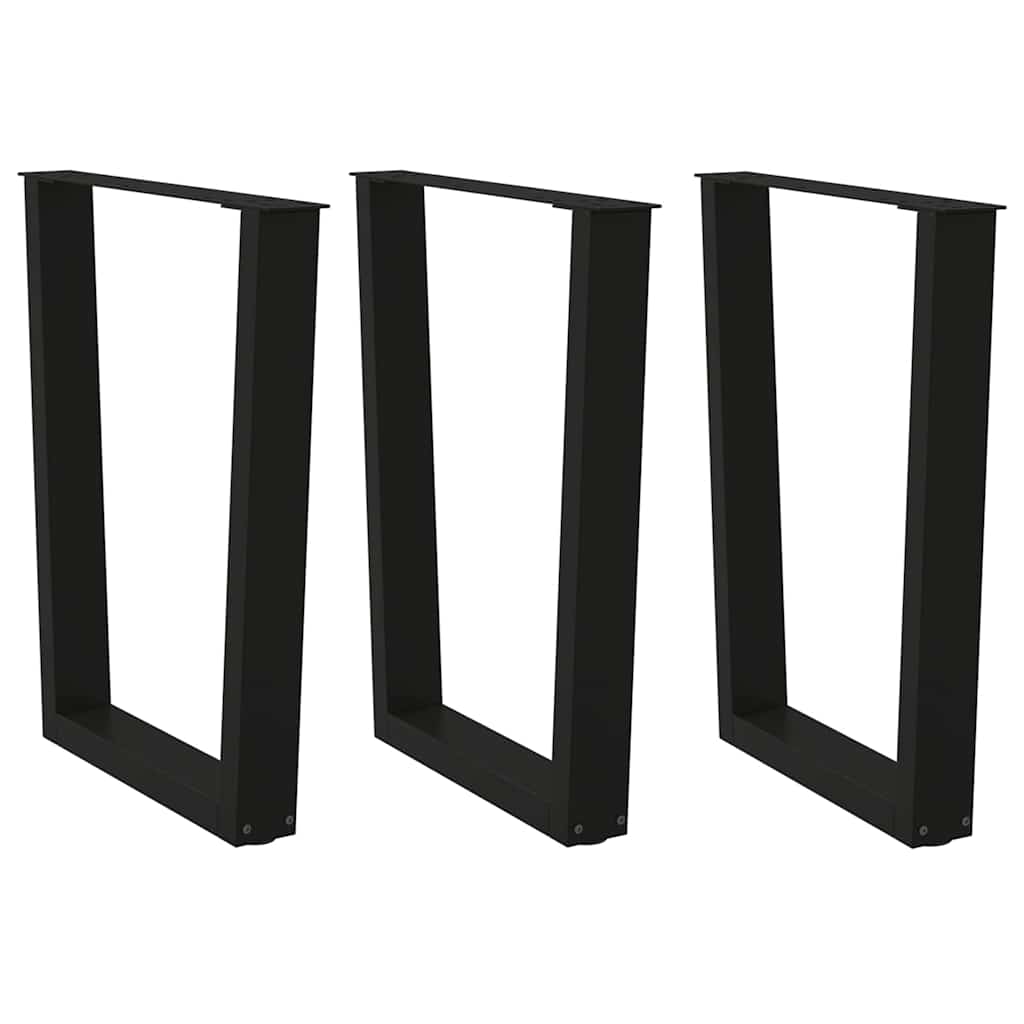 vidaXL Patas para mesa de comedor en forma de V (3 unidades), color negro, 70 x (72-73,3) cm, acero