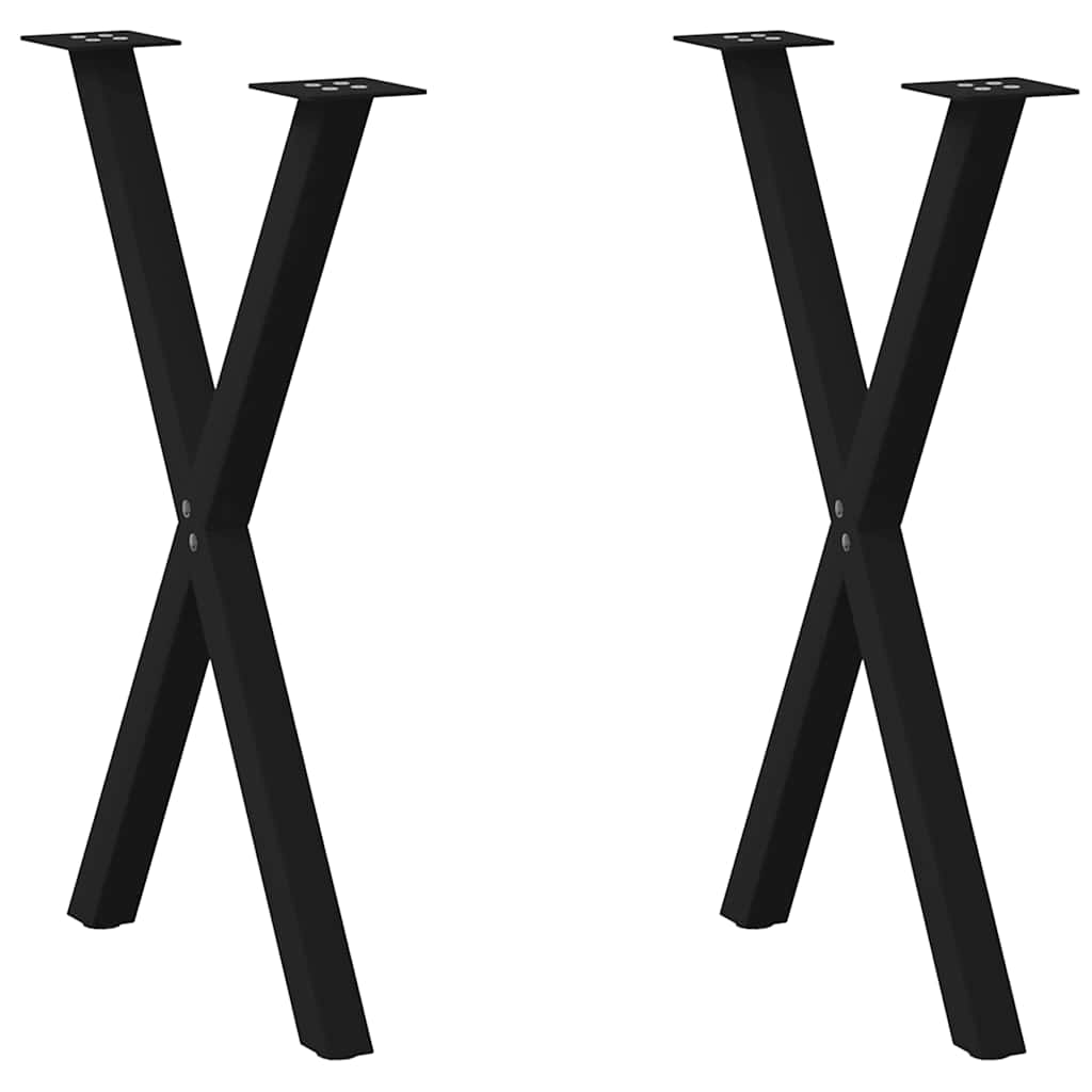 vidaXL Patas para mesa de comedor en forma de X (2 unidades), color negro, 57 x (72-73) cm, acero