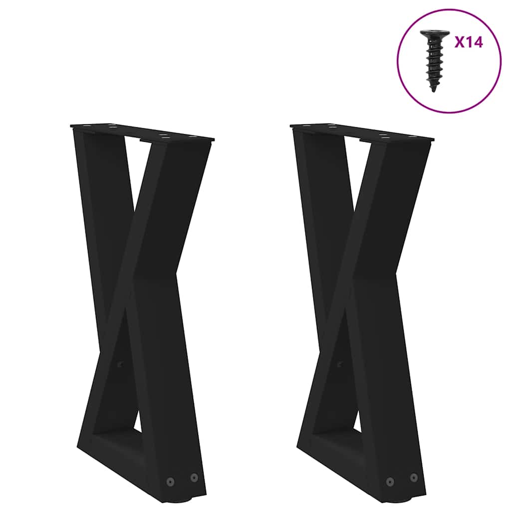 vidaXL Patas para mesa de centro (2 unidades), color negro, 28 x 42-43,3 cm, acero