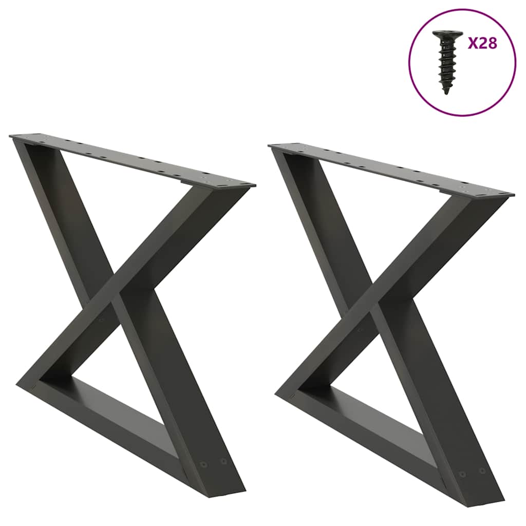vidaXL Patas para mesa de centro (2 unidades), antracita, 70 x (42-43,3) cm, acero