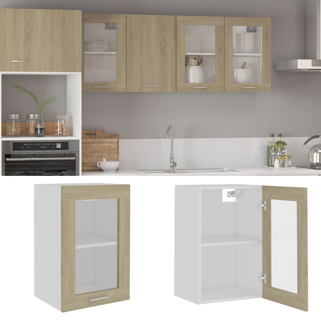 vidaXL Vitrina colgante "Lyon" roble Sonoma 40x31x60 cm madera de ingeniería
