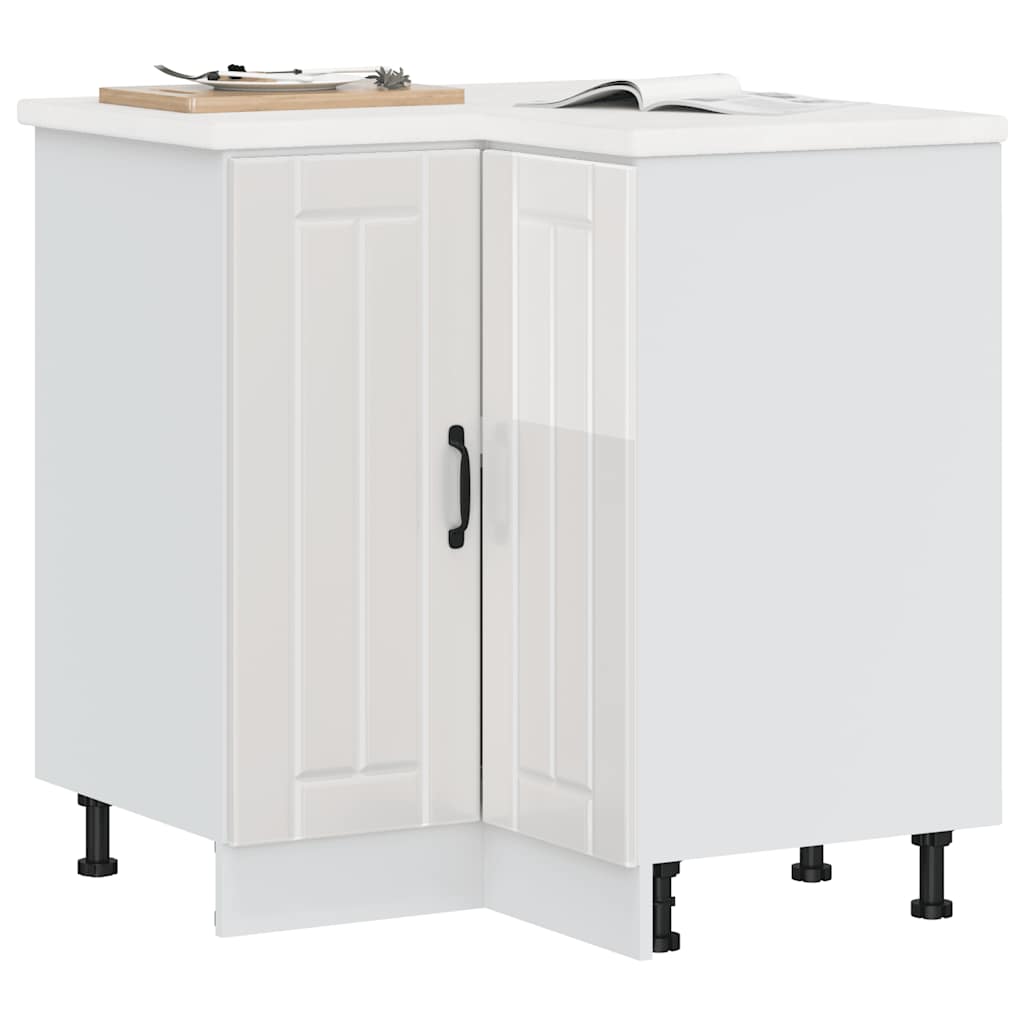 vidaXL Mueble bajo esquina de cocina Lucca alto brillo blanco