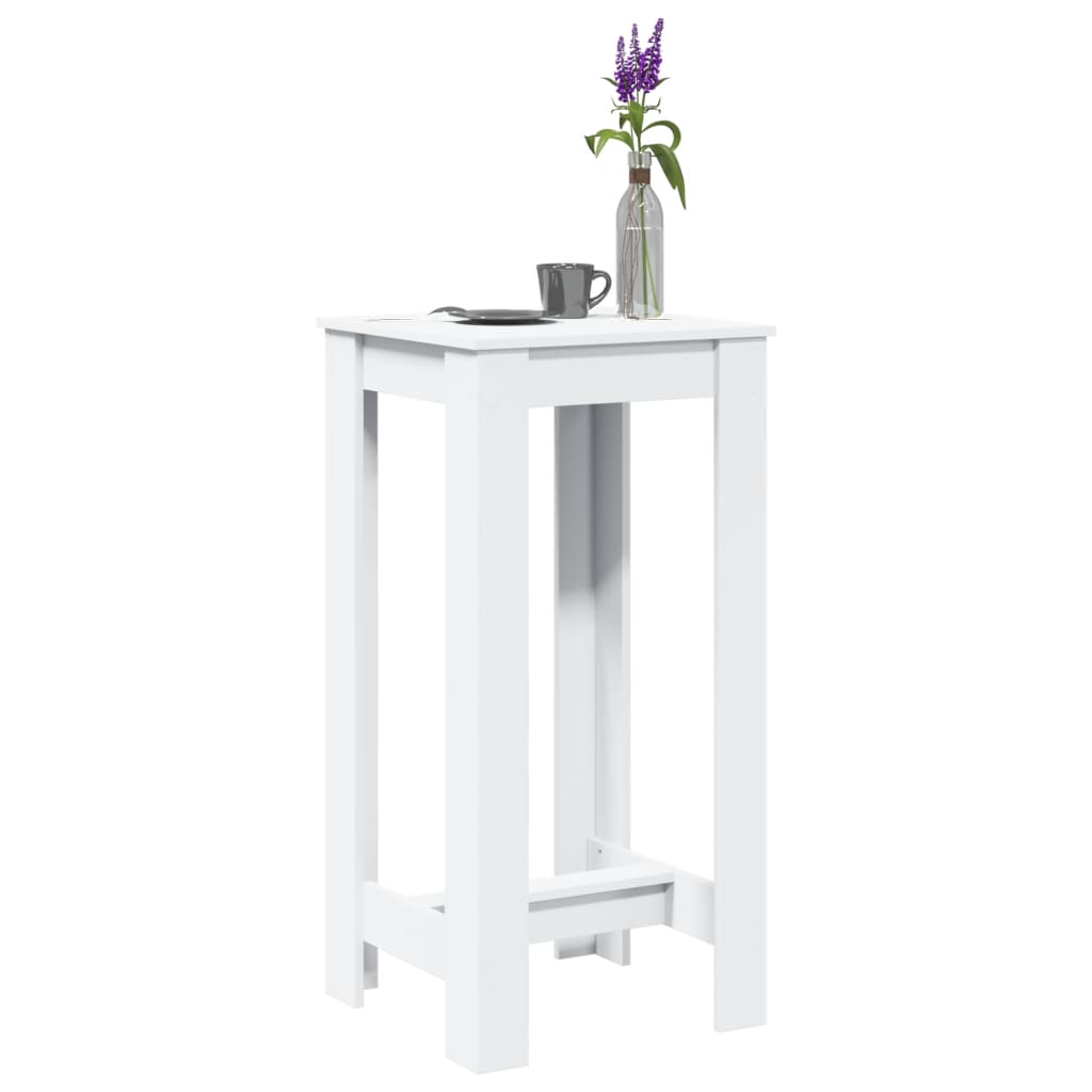 vidaXL Mesa alta de bar madera de ingeniería blanca 51x50x103,5 cm