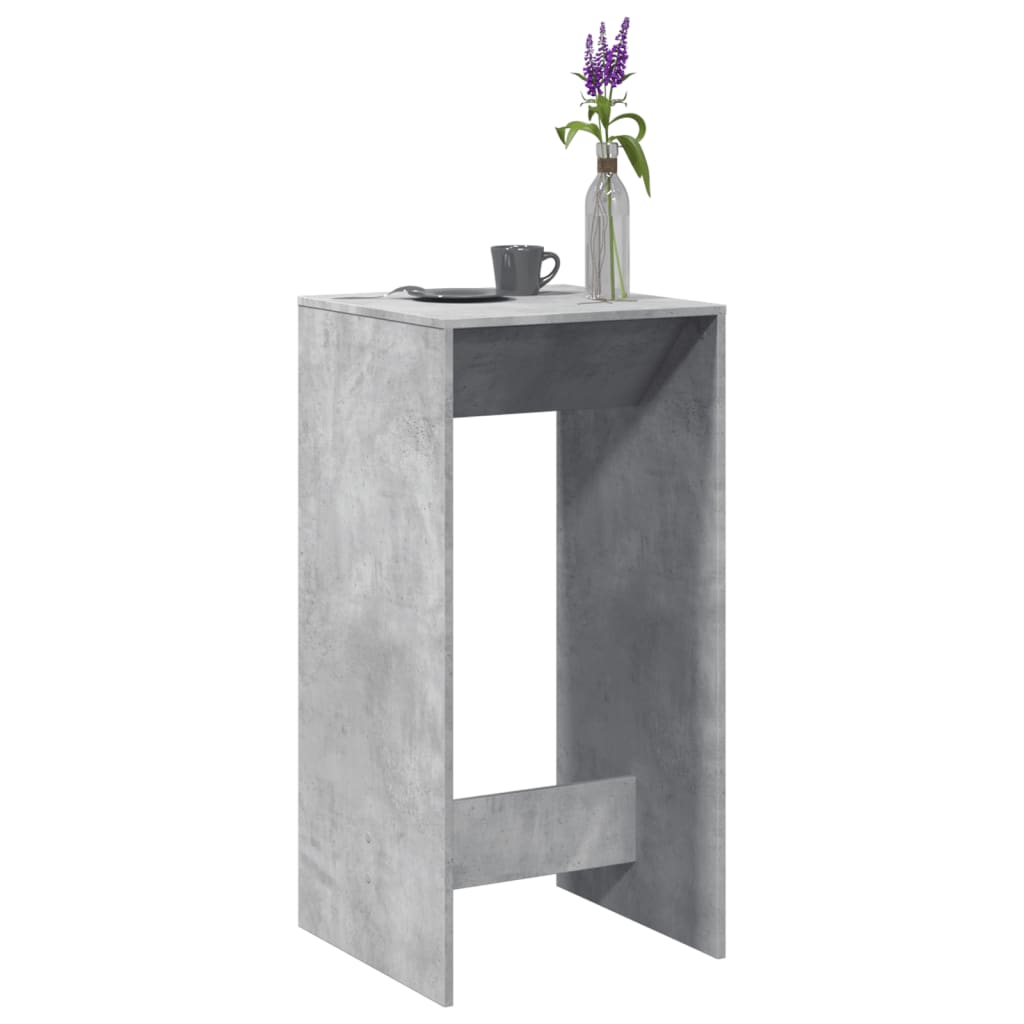 vidaXL Mesa alta de bar madera ingeniería gris hormigón 51x50x103,5 cm