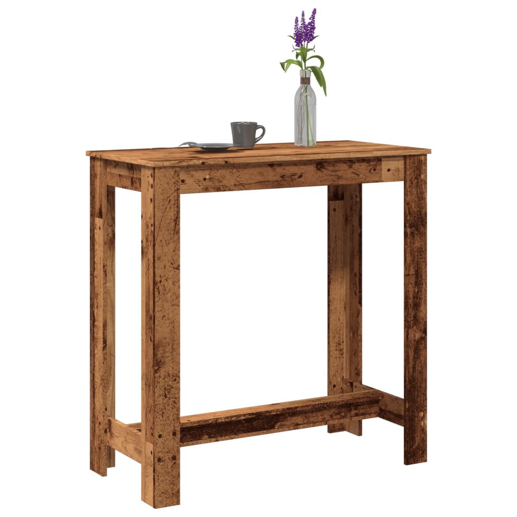 vidaXL Mesa alta de bar madera ingeniería envejecida 102x50x103,5 cm