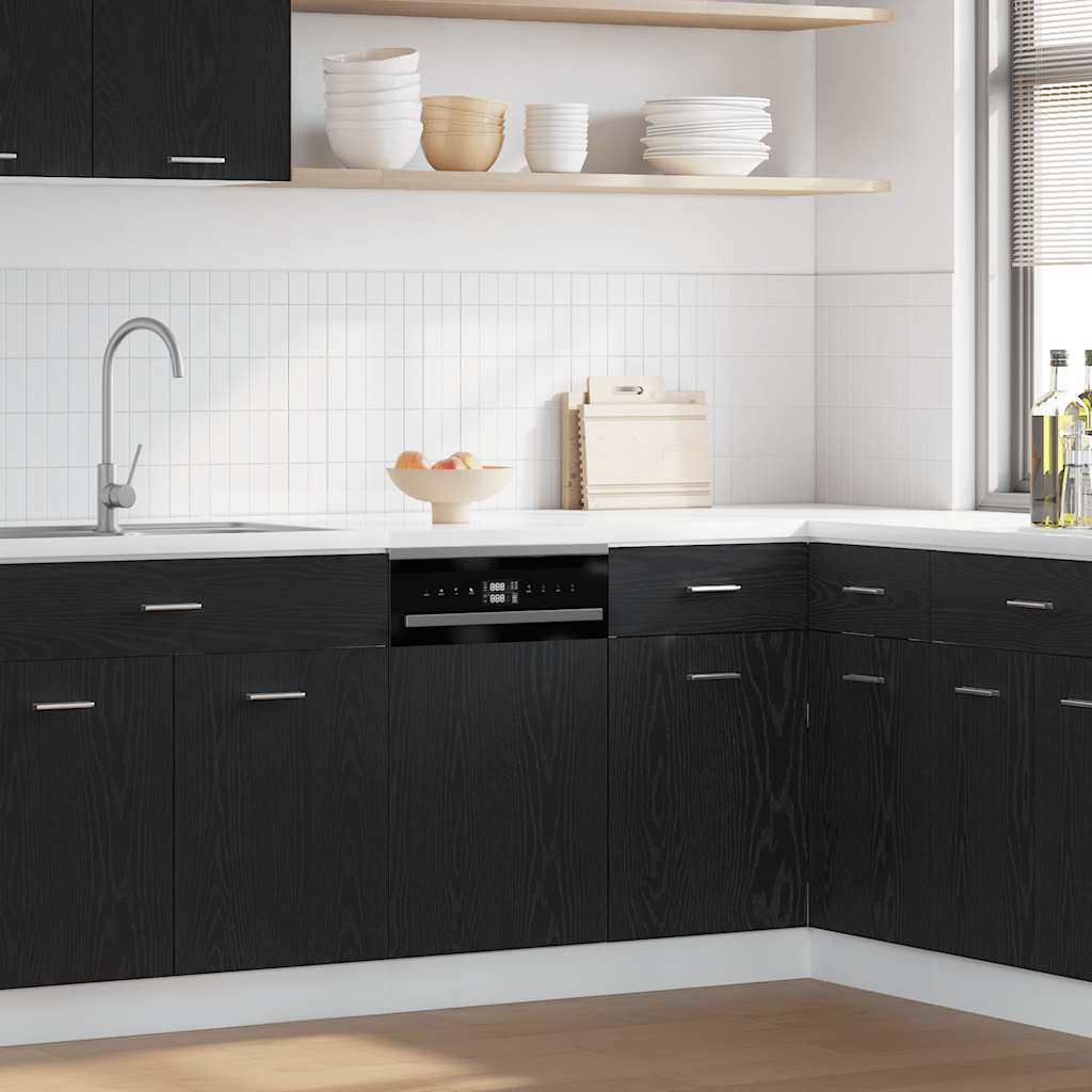 vidaXL Panel para lavavajillas "Lyon" de roble negro, 45 x 1,5 x 67 cm, madera de ingeniería,