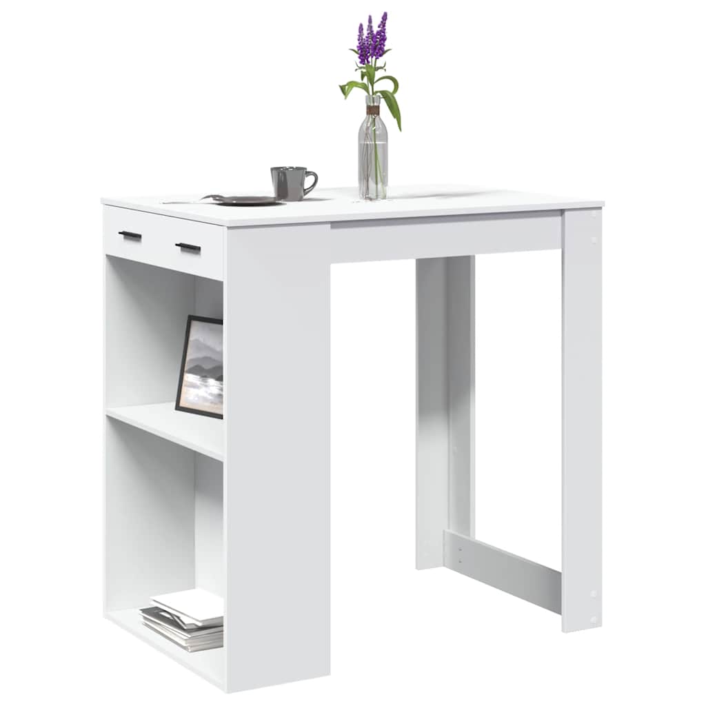 vidaXL Mesa alta de bar madera ingeniería blanca 102x70x103,5 cm
