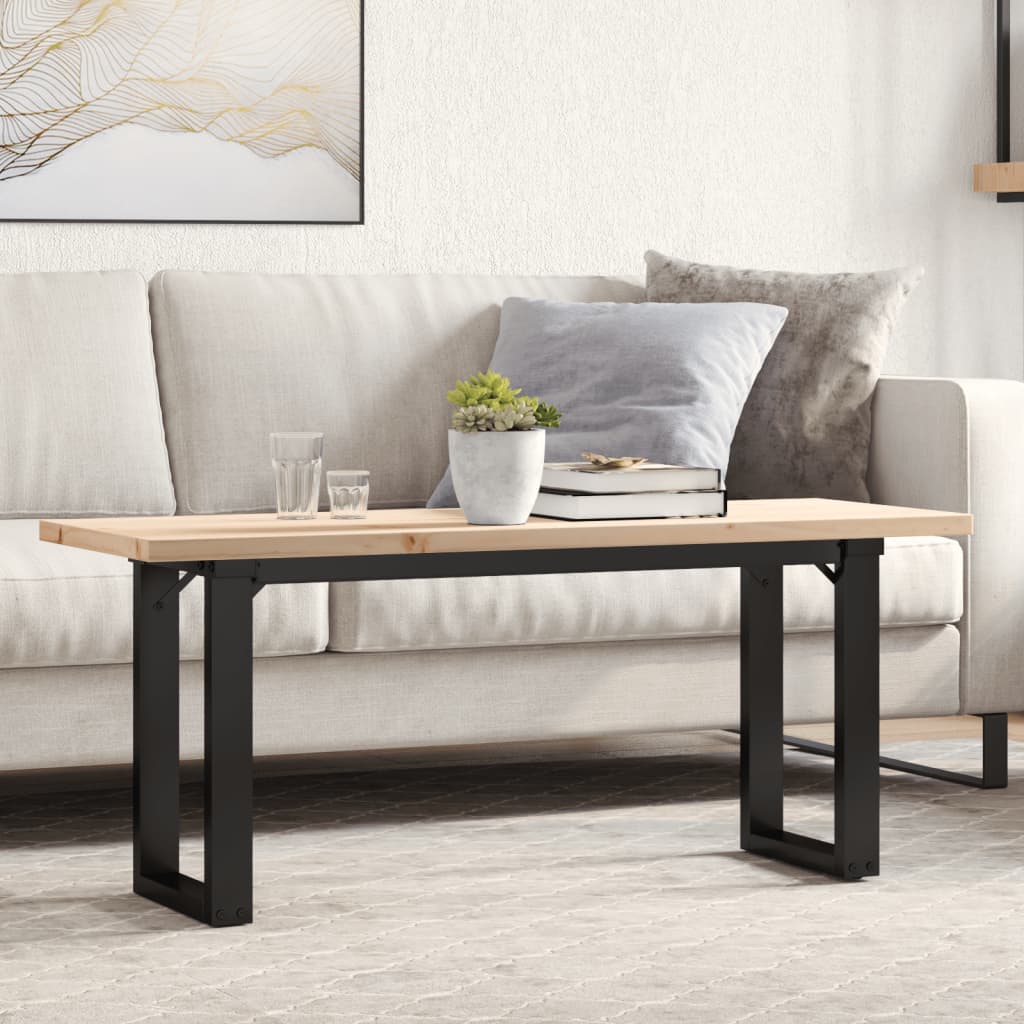 vidaXL Mesa de centro marco O madera maciza pino y acero 110x40x45,5cm