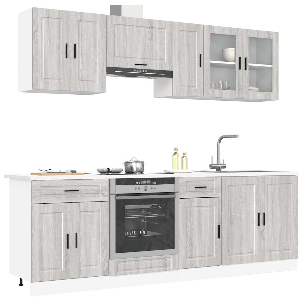 vidaXL Mueble cocina Kalmar sonoma gris 8 pzas madera contrachapada