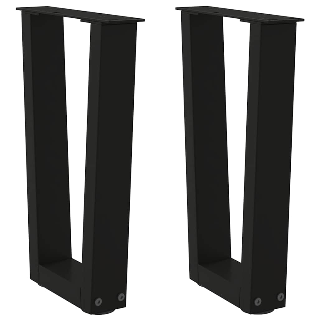 vidaXL Patas para mesa de centro en forma de V (2 unidades), color negro, 28 x (42-43,3) cm, acero