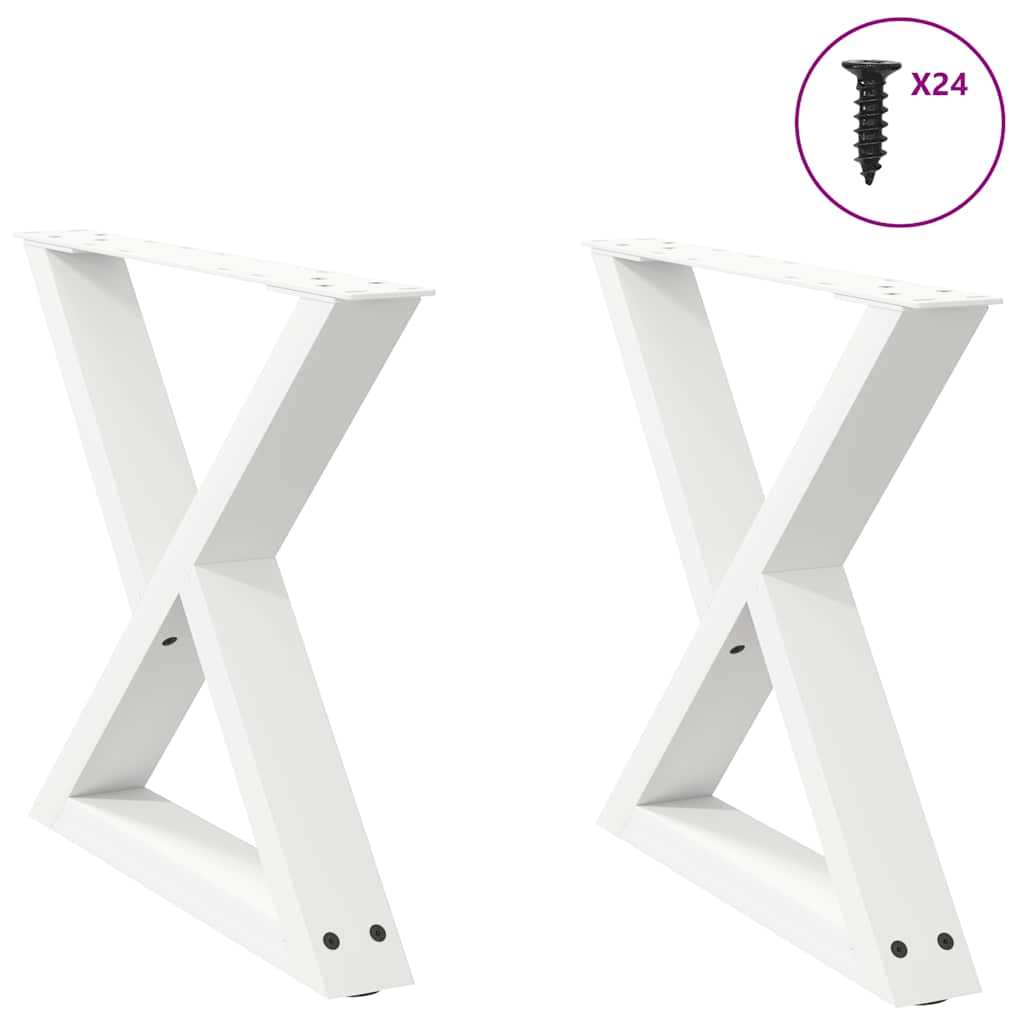 vidaXL Patas para mesa de centro (2 unidades), color blanco, 60 x (42-43,3) cm, acero