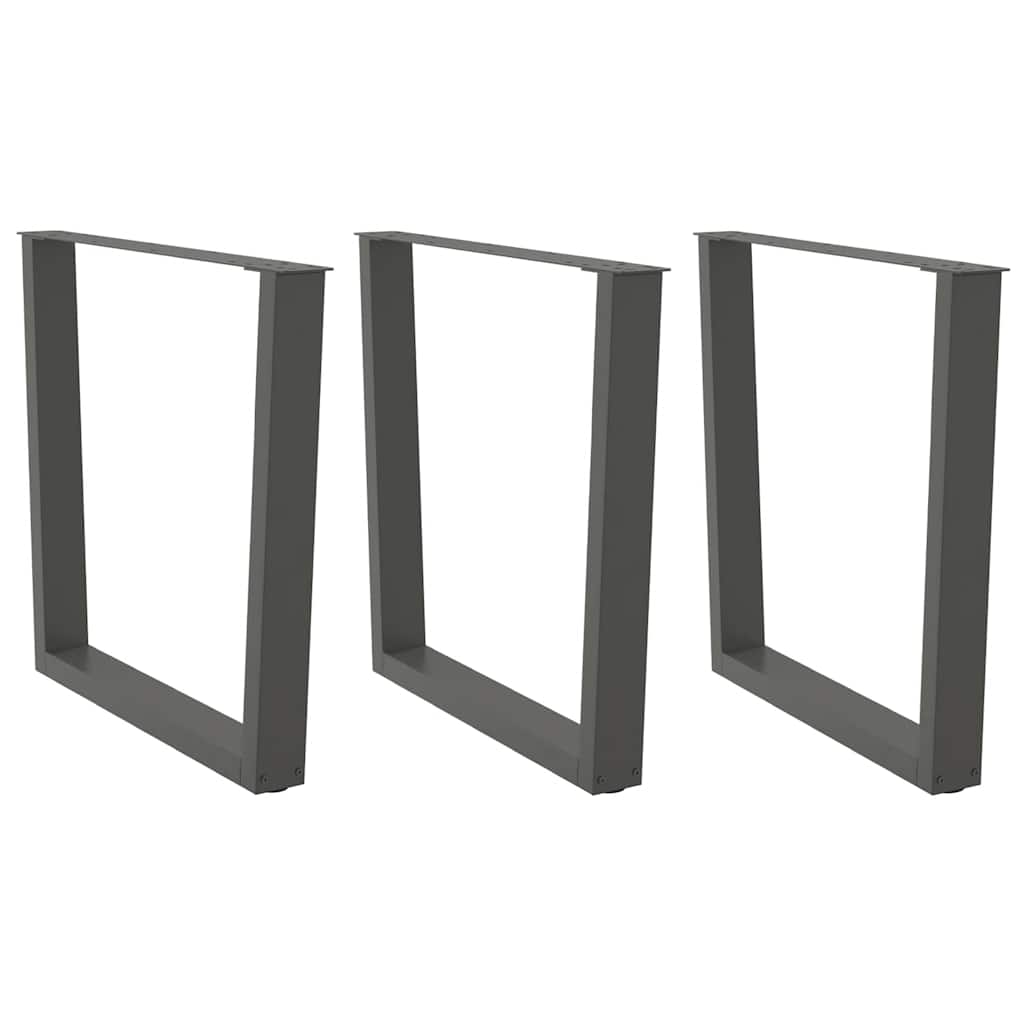 vidaXL Patas para mesa de comedor en forma de V (3 unidades), antracita, 90 x (72-73,3) cm, acero