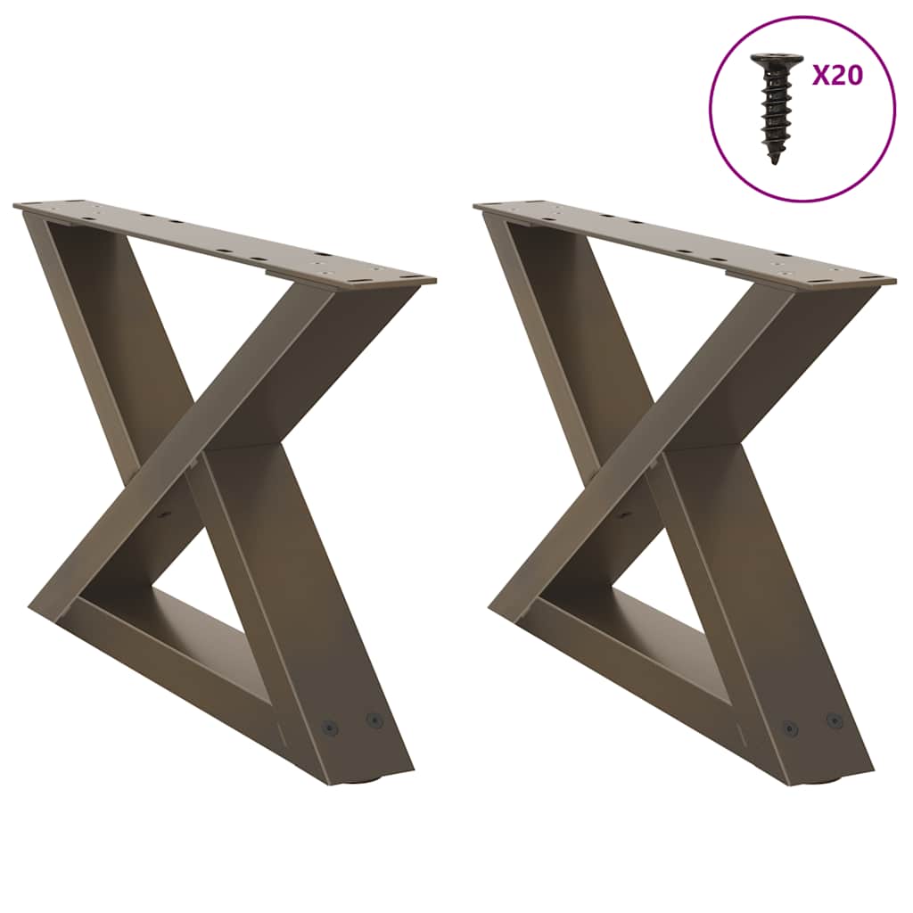 vidaXL Patas para mesa de centro (2 unidades), acero natural, 50 x (30-31,3) cm.