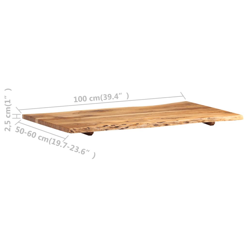vidaXL Superficie de mesa de madera maciza de acacia 100x(50-60)x2,5 cm - Image 4