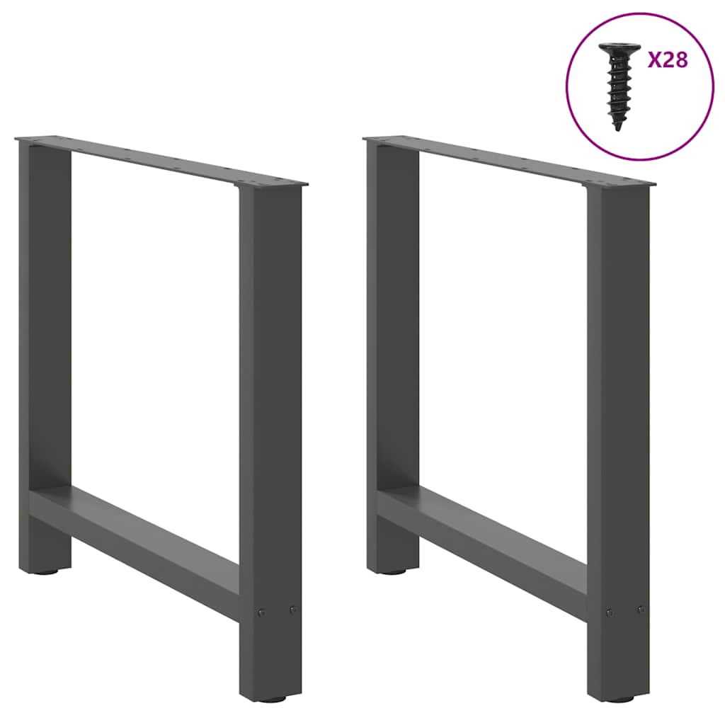 vidaXL Patas para mesa de comedor antracita (2 unidades, 70 x 72-73 cm, acero)