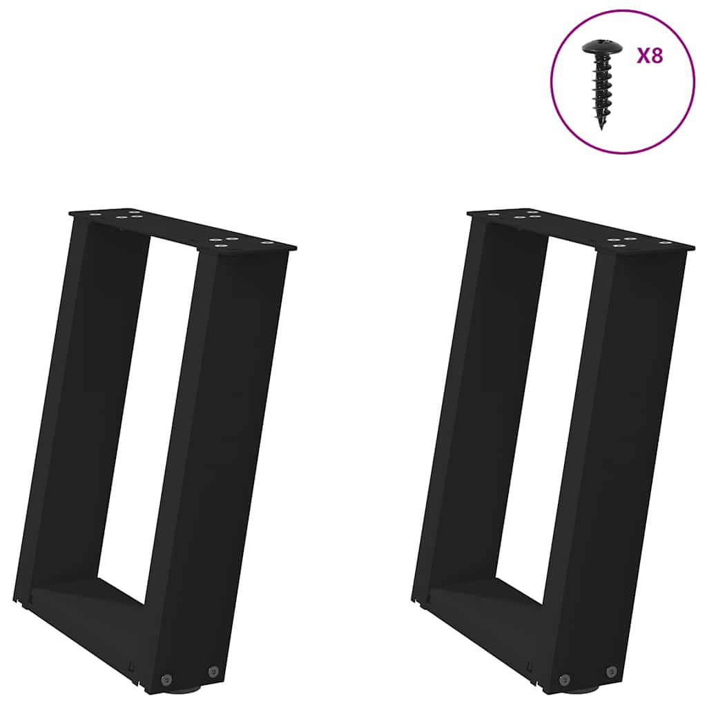 vidaXL Patas para mesa de centro en forma de U (2 unidades), color negro, 28 x (42-43) cm, acero
