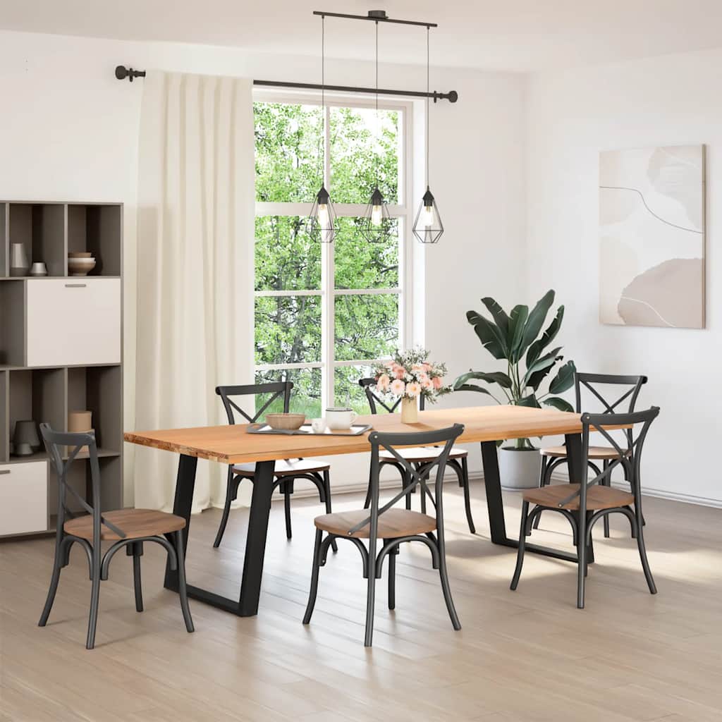 vidaXL Patas para mesa de comedor en forma de U (2 unidades), color negro, 80 x (72-73) cm, acero