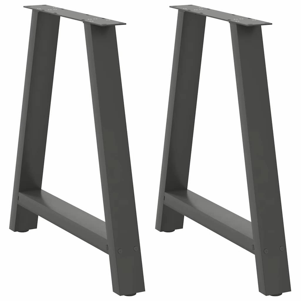 vidaXL Patas para mesa de comedor en forma de A (2 unidades), antracita, 70 x (72-73) cm, acero
