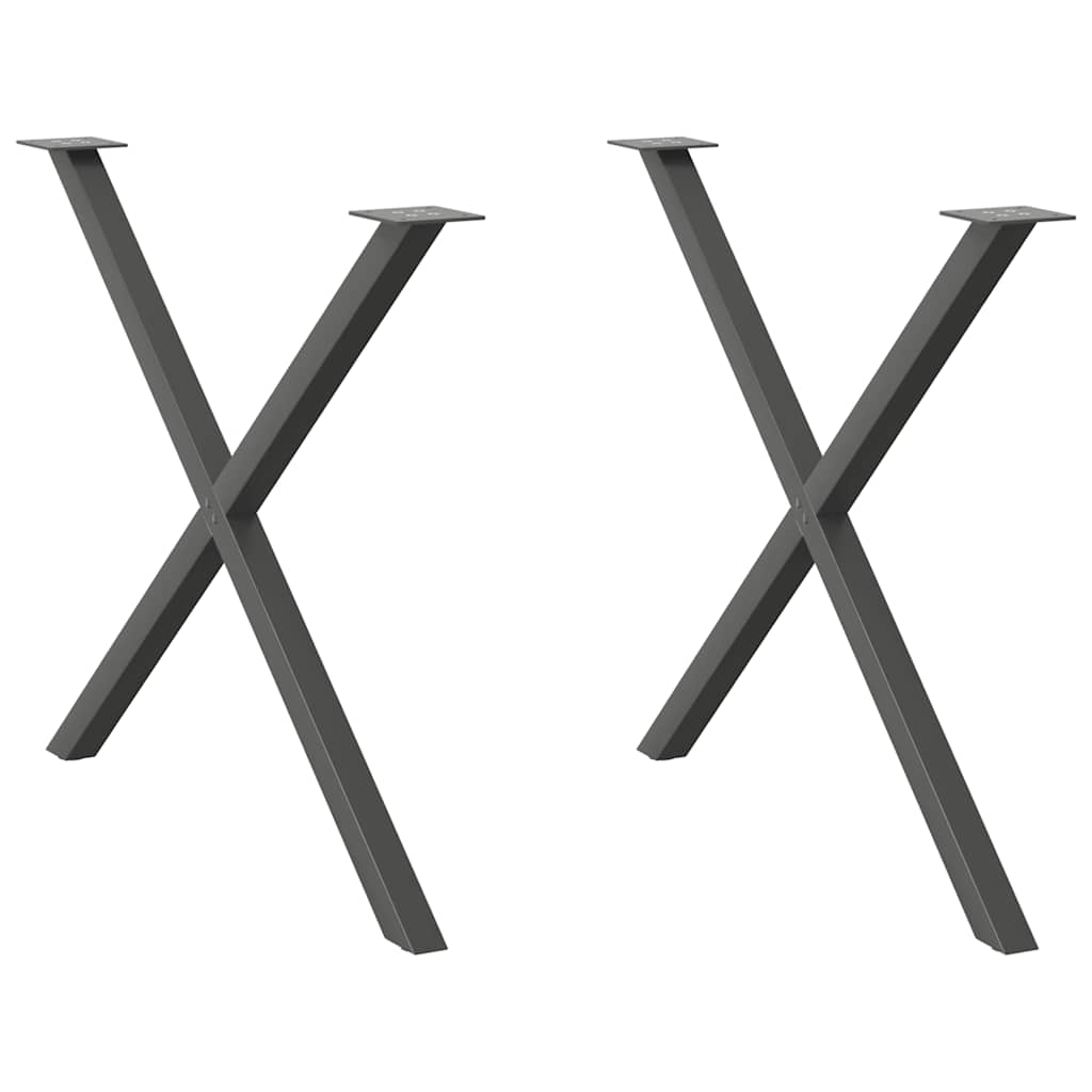 vidaXL Patas para mesa de comedor en forma de X (2 unidades), antracita, 90 x (72-73) cm, acero