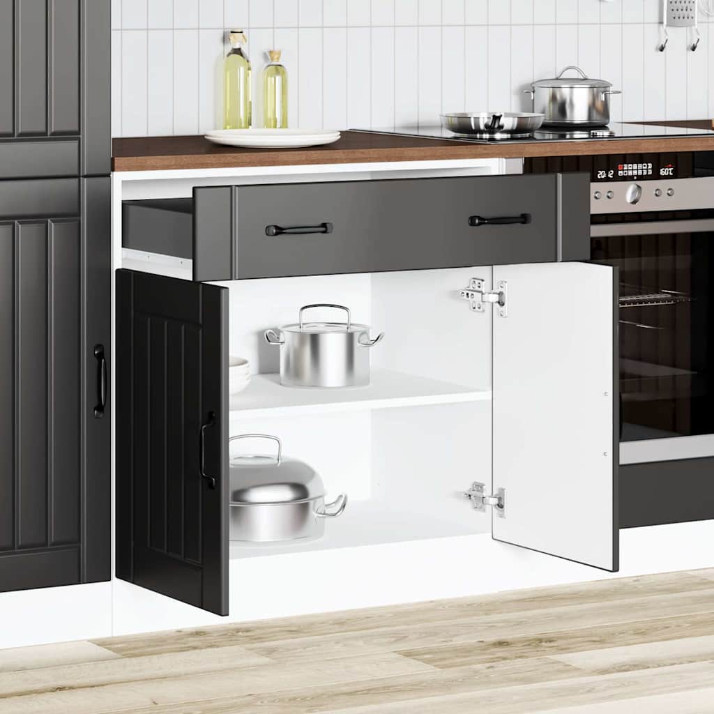 vidaXL Mueble bajo de cocina Lucca madera ingeniería negra