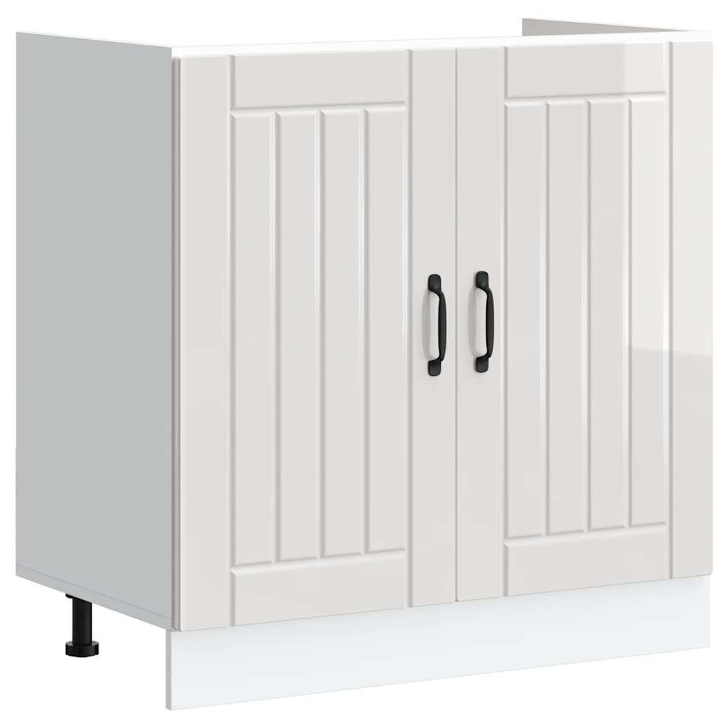 vidaXL Mueble bajo fregadero Lucca blanca de alto brillo
