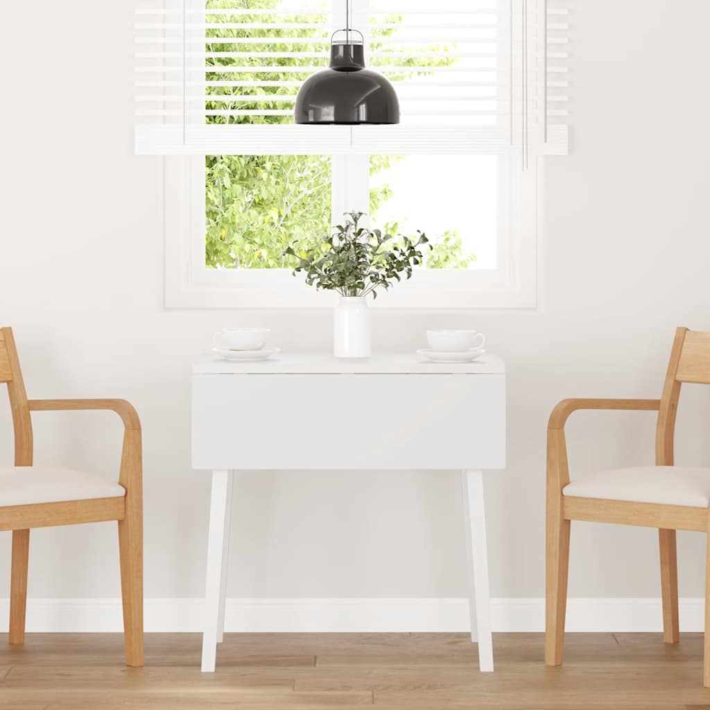 vidaXL Mesa de comedor de madera maciza de caucho blanco