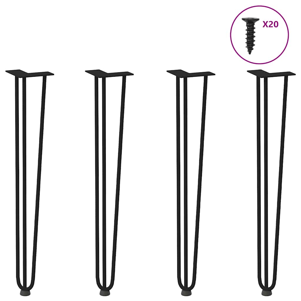 vidaXL Patas de horquilla para consolas , 4 unidades, color negro, 72 cm, acero macizo
