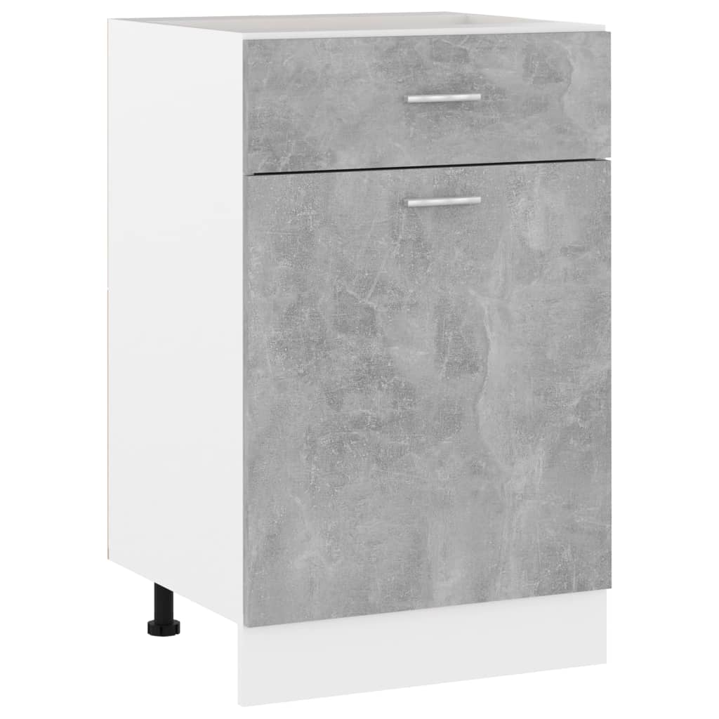 vidaXL Mueble bajo con cajón "Lyon" de, gris hormigón, 50x46x81,5 cm, madera de ingeniería