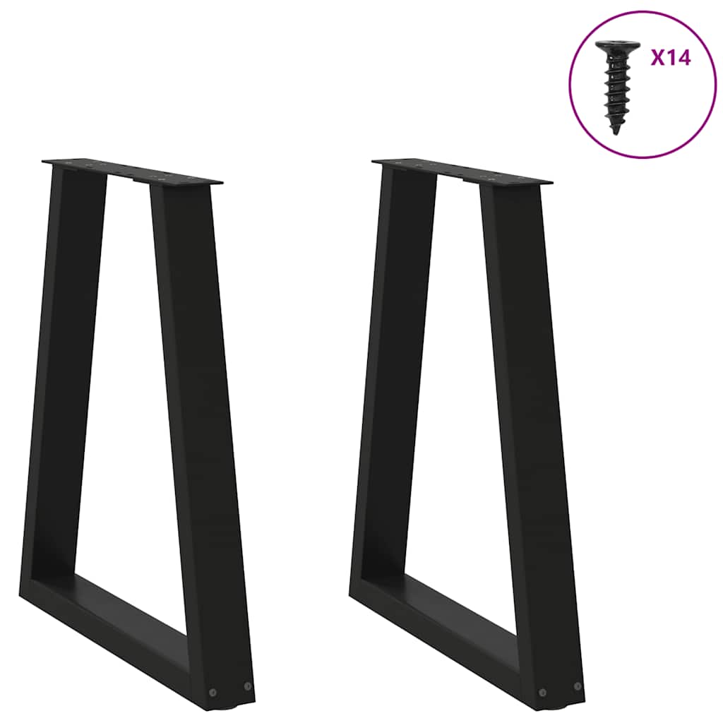 vidaXL Patas para mesa de comedor en forma de V (2 unidades), color negro, 50x(72-73,3) cm, acero - Image 3