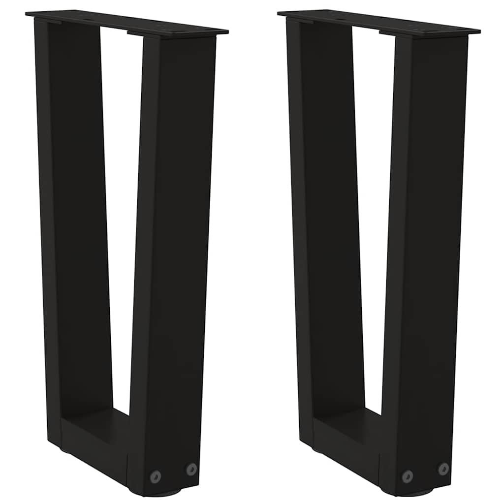 vidaXL Patas para mesa de centro en forma de V (2 unidades), color negro, 38 x (42-43,3) cm, acero