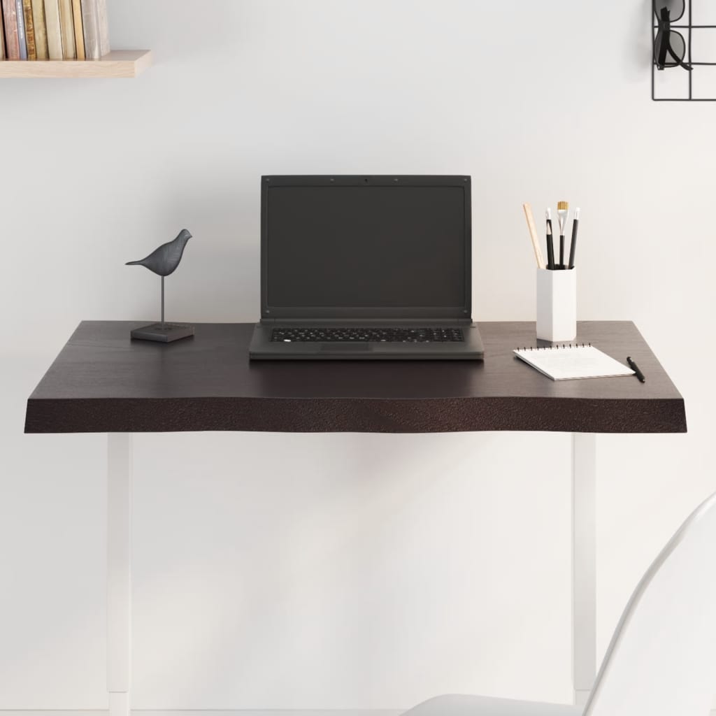 vidaXL Tablero mesa madera tratada borde vivo marrón 80x60x(2-4) cm