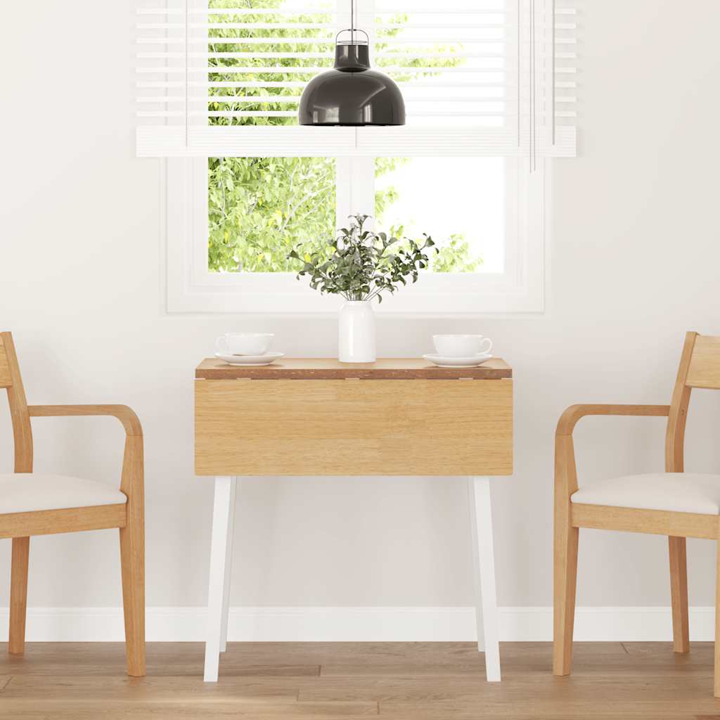 vidaXL Mesa de comedor de madera maciza de caucho blanco
