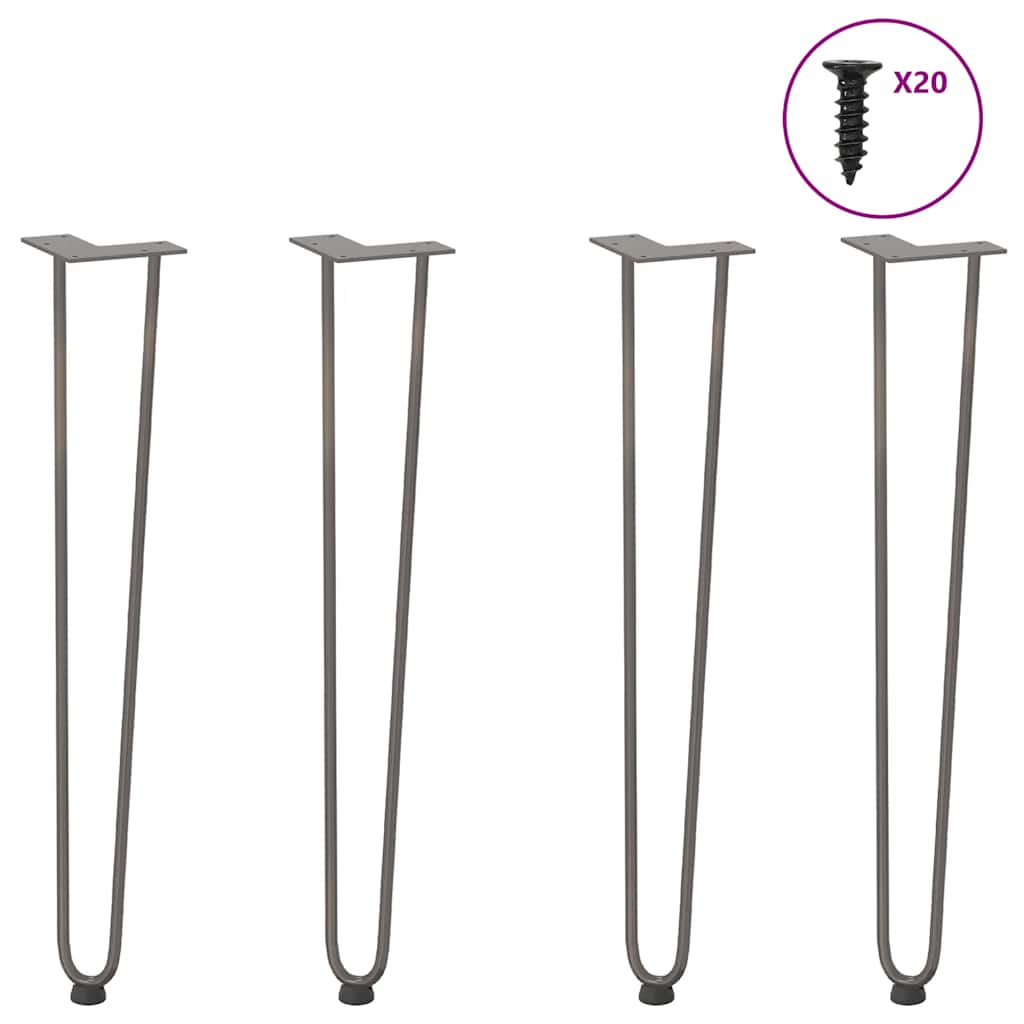 vidaXL Patas de horquilla para consolas para consolas 4 unidades Acero natural 72 cm Acero macizo