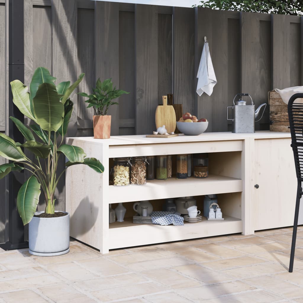 vidaXL Mueble de cocina exterior madera maciza pino blanco 106x55x64cm