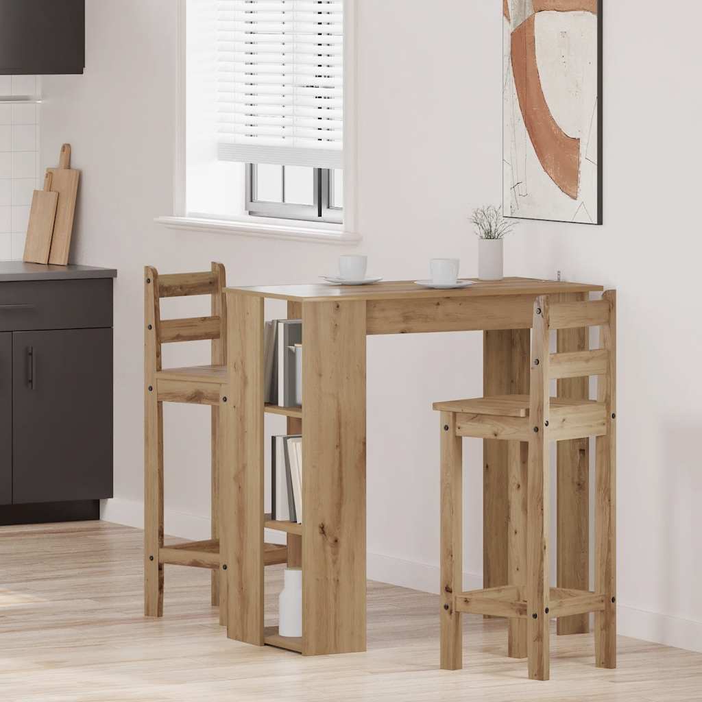 vidaXL Mesa alta con estante madera roble artisan 102x50x103,5 cm
