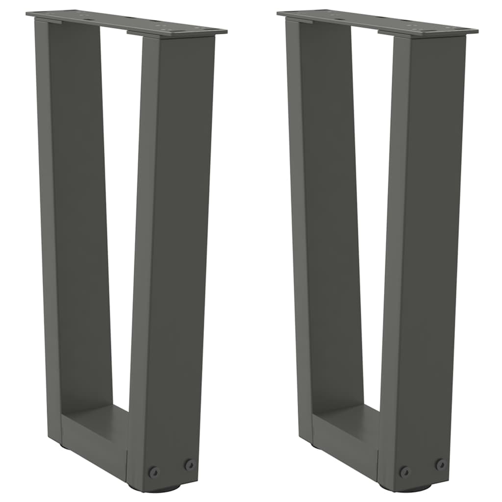 vidaXL Patas para mesa de centro en forma de V (2 unidades), antracita, 38 x (42-43,3) cm, acero