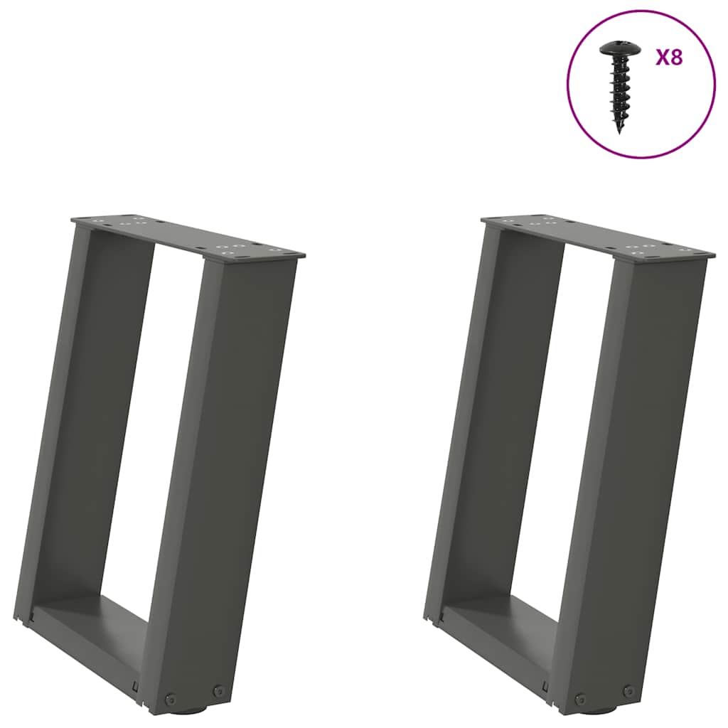 vidaXL Patas para mesa de centro en forma de U (2 unidades), antracita, 28 x (42-43) cm, acero
