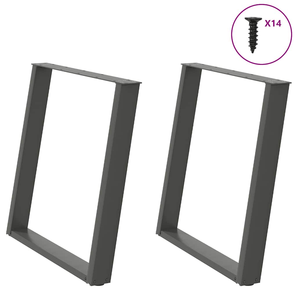 vidaXL Patas para mesa de comedor en forma de U (2 unidades), antracita, 70 x (72-73) cm, acero