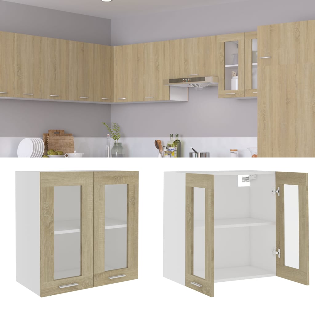 vidaXL Vitrina colgante "Lyon" roble Sonoma 60x31x60 cm madera de ingeniería