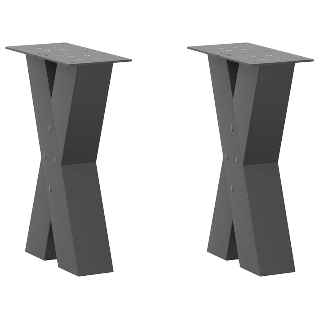 vidaXL Patas para mesa de centro en forma de X (2 unidades), antracita, 28 x (42-43) cm, acero