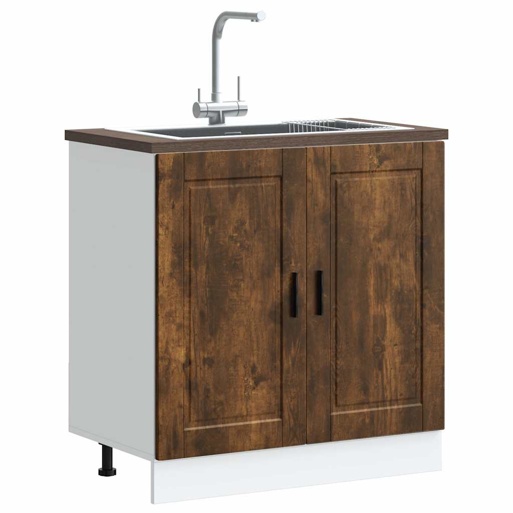 vidaXL Mueble bajo fregadero Porto roble ahumado madera ingeniería