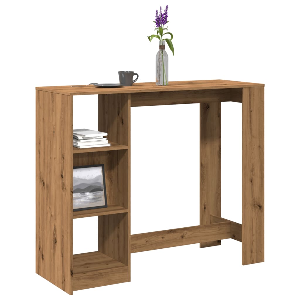 vidaXL Mesa bar con estante madera roble artisian 124x46x103,5 cm